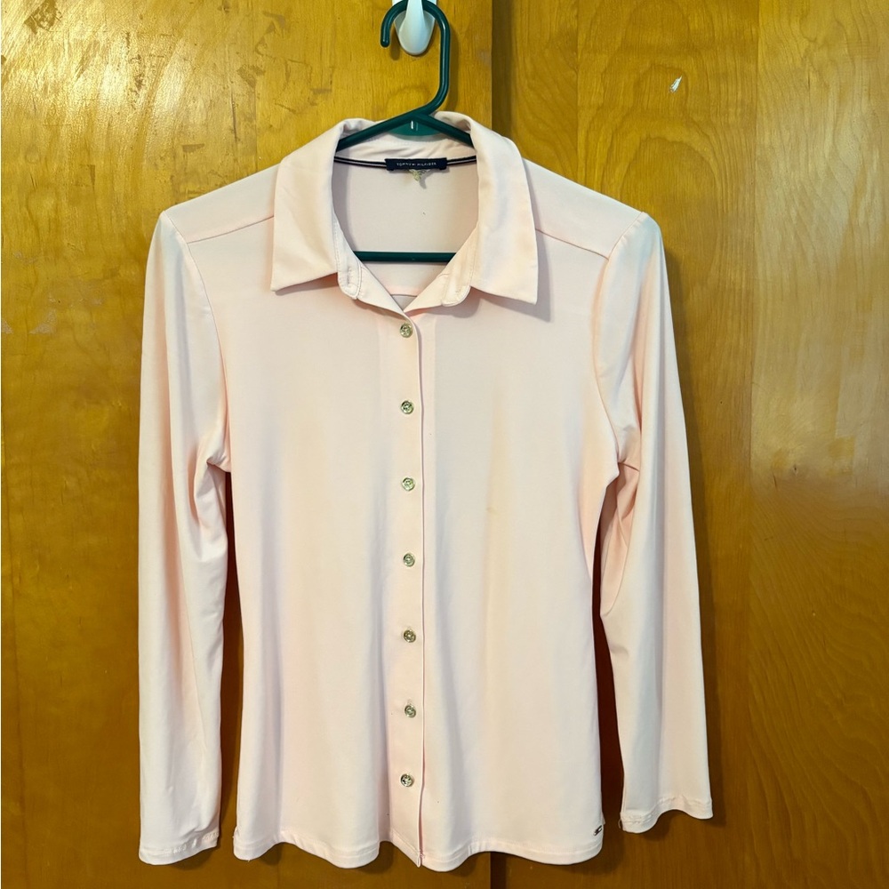 Tommy Hilfiger Pink Button Down Shirt with Notched Collar